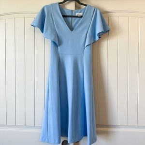 Calvin Klein Blue Flutter Sleeve Dress